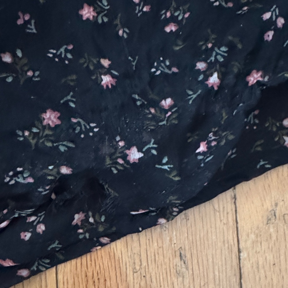 Abercrombie & Fitch | Black Floral Mini Dress | Wrap Style | size Small Tall - Picture 3 of 7